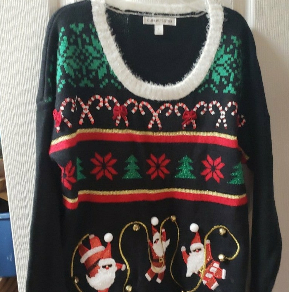 Christmas ugly sweater festive Santa sz L